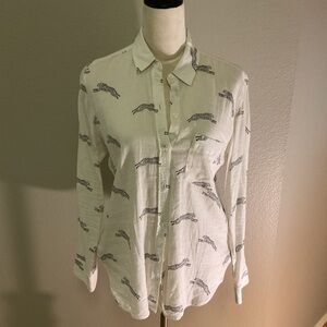 Rails “cheetah” linen button down shirt size S